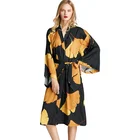 Пижама женская с принтом кленовых листьев, пикантный халат свободного покроя, домашний утренний халат, ночная рубашка, большие размеры, весна-лето 2021