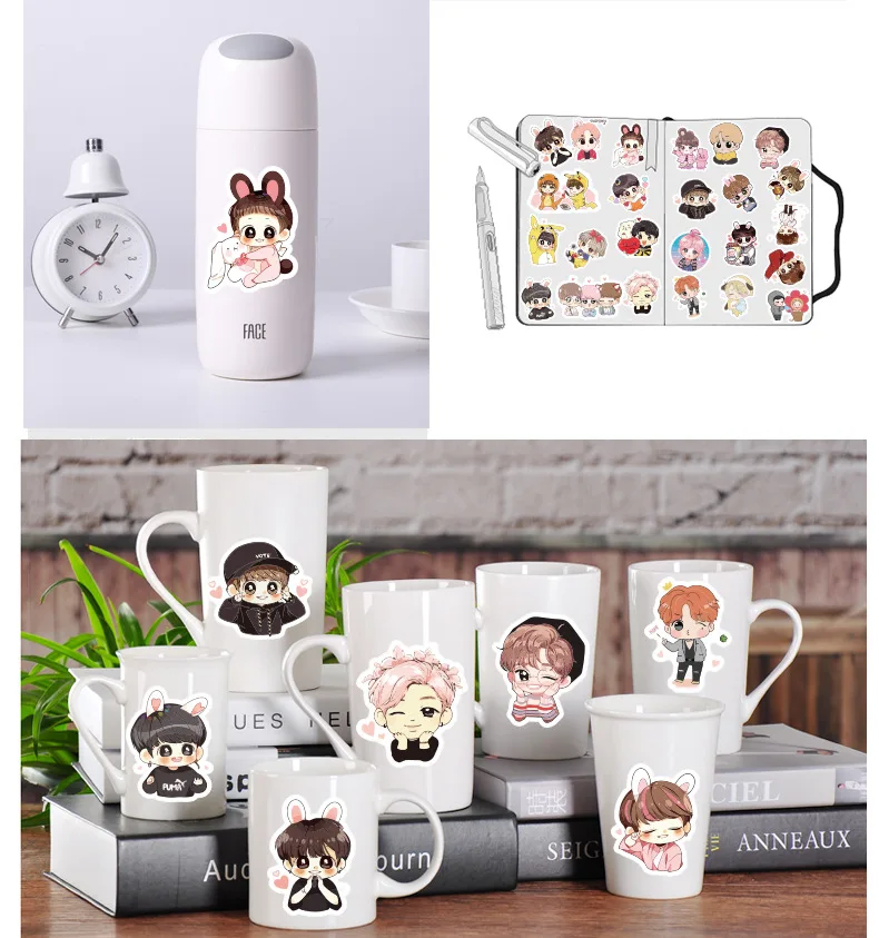 40 pieces of K pop Korean set Bangtan boys kawaii pegatinas stickers hand account sticker pack girl stickers cartoon stickers