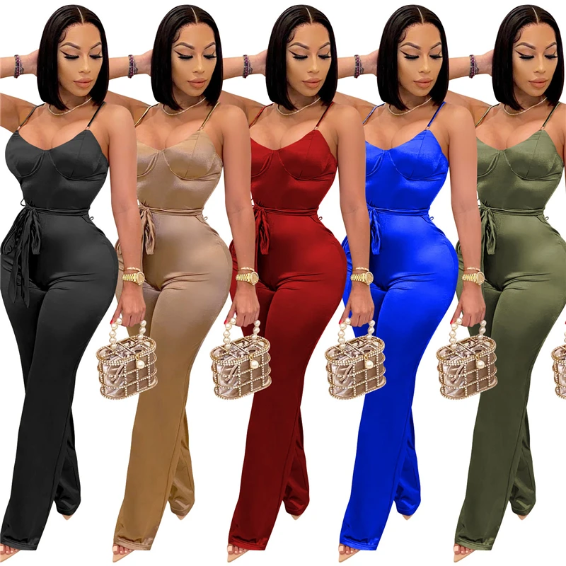 

2021 Woman Jumpsuit Office Lady Newest Sexy Casual Sleeveless Slip