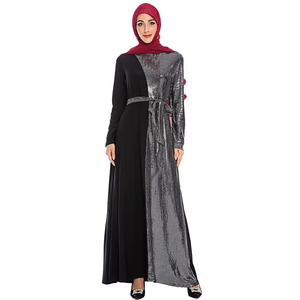 Женское мусульманское платье с длинным рукавом Abayas корейский стиль 2019 |