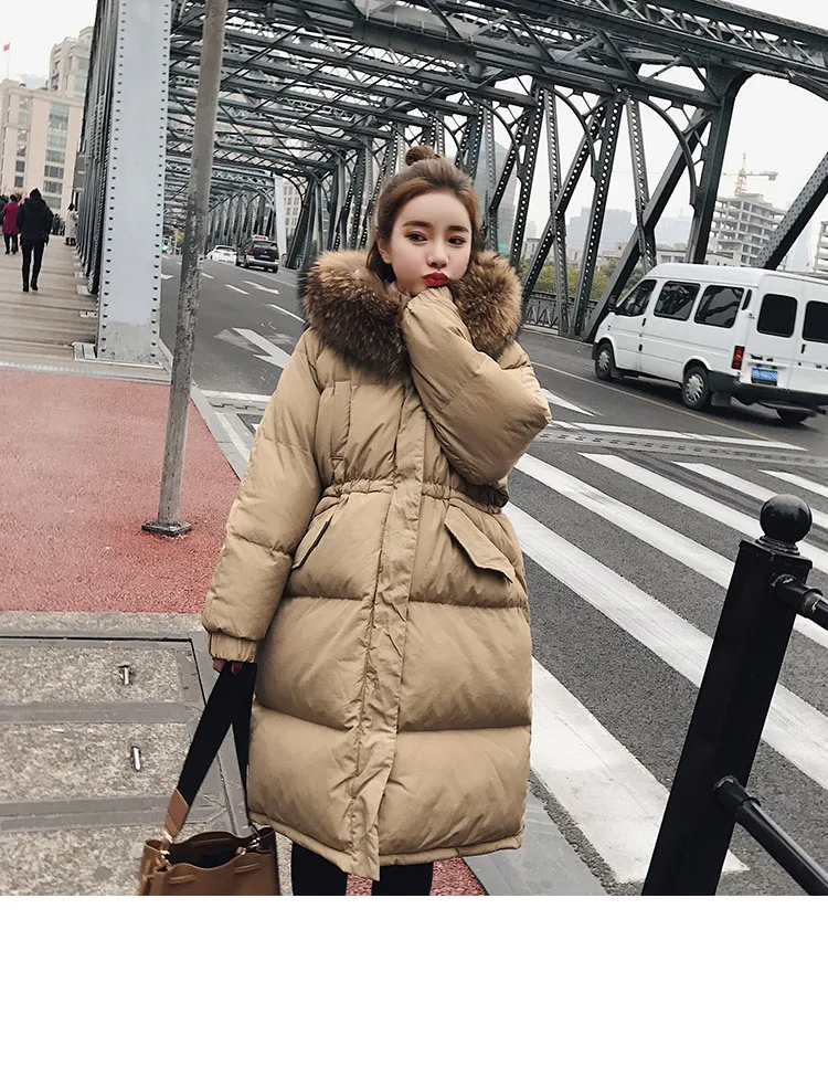 Большие товары для фотосессии, зима, стиль, корейский стиль, женская одежда, толстый большой меховой воротник, приталенная одежда с хлопковой подкладкой