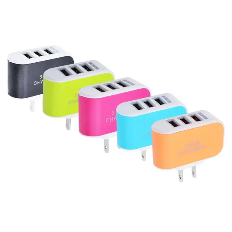 

Wall Charger 3-Port USB Plug Cube Portable Travel Power Adapter US Plug LED Charging Block for Smartphones