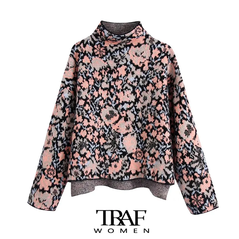 

Женский жаккардовый свитер с длинным рукавом и высоким воротником