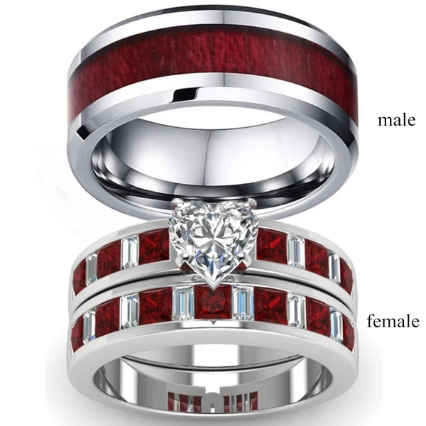 

Мужские и женские обручальные кольца Amvie, с инкрустацией цирконием, в европейском и американском стиле