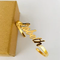 stainless steel custom trendy bracelet gold color personalized name bracelet party daily jewelry for birthday gift bff