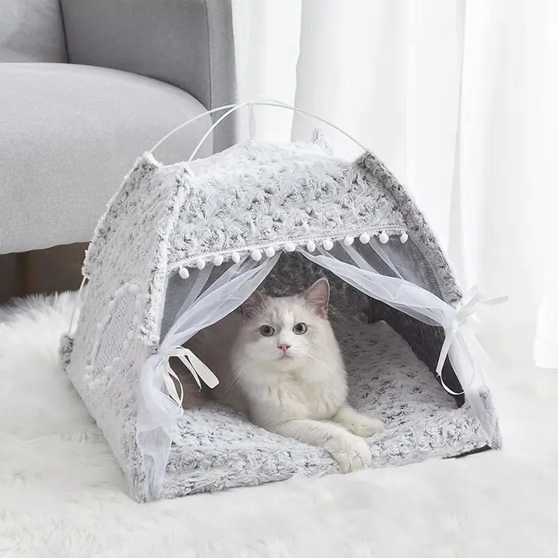 

Pet cat bed the general teepee closed cozy hammock with floors cat tent pet small dog house accessories products