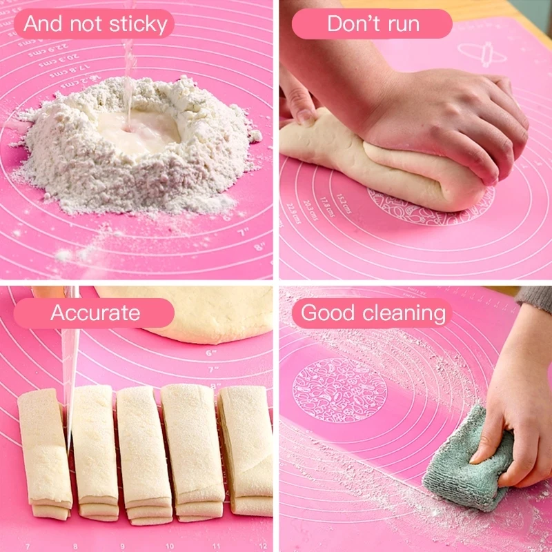 

Non-Stick Silicone Baking Mat Pizza Dough Rolling Pin Pastry Kitchen Gadgets Utensils Bakeware Kneading Baking Accessories