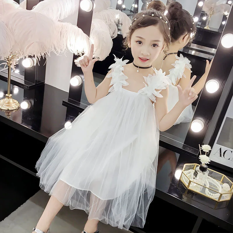 

princess Dress New Summer Dress Children's Clothing Baby Girl Lace Dresses Party Wedding Children's Mesh Fairy Dress Pink Blue