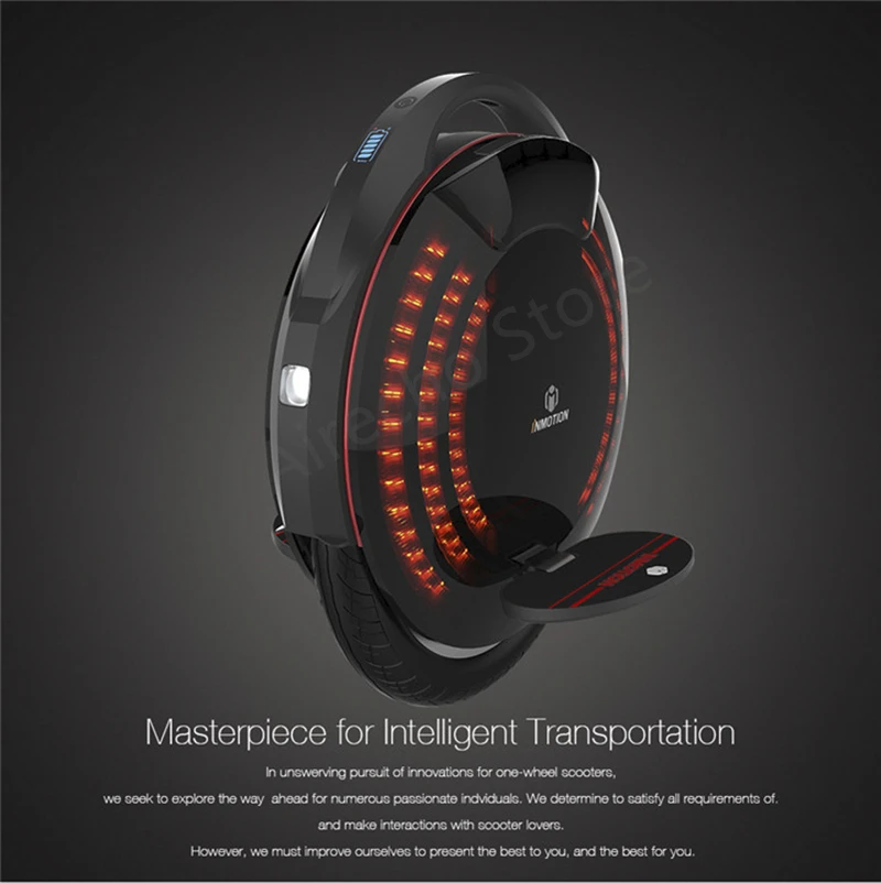 Одноколесный велосипед INMOTION V8 с одним колесом, электрический самокат, самобалансирующийся скутер с декоративными лампами