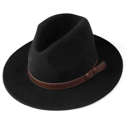 Black 3 FURTALK Fedora шляпа для женщин и мужчин австралийская шерстяная фетровая шляпа с широкими полями винтажная джазовая фетровая шляпа для пары зимняя шапка для женщин - Цвет: Black 3