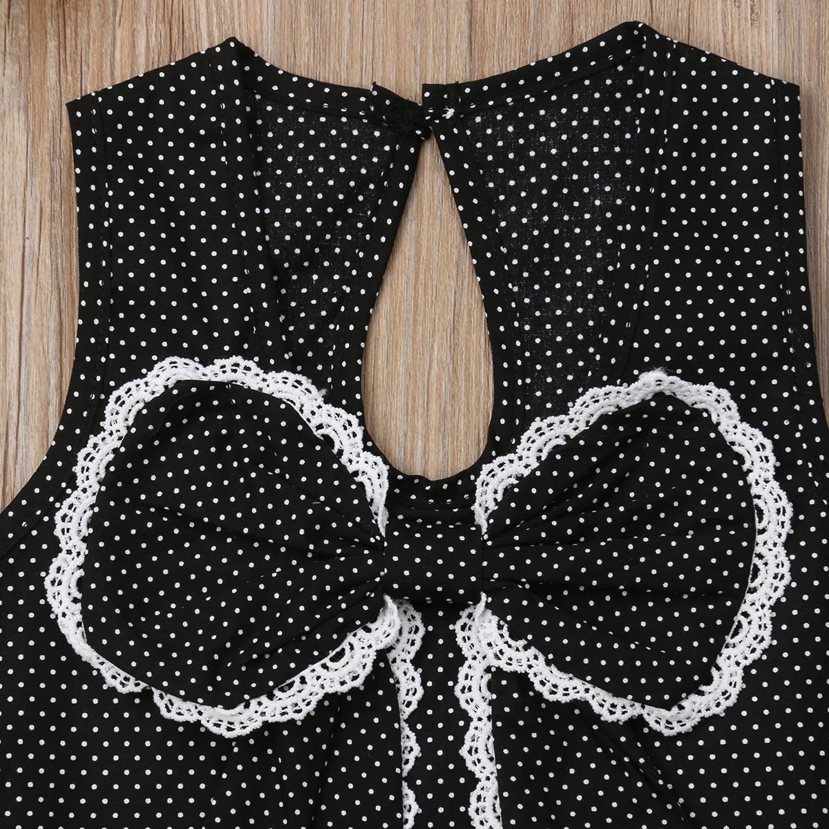 

Toddler Baby Girl Sleeveless Dress Big Lace Bowknot Dress Summer Polka Dot Loose Dress