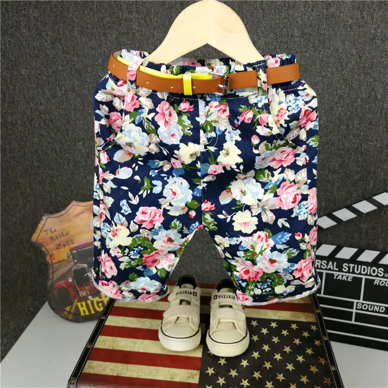 

Шорты детские с цветочным принтом, хлопковые брендовые до колен, штаны для мальчиков и девочек, повседневные, на лето