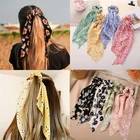 Модные яркие, с атласным бантом и длинные шелковые ленты для женщин резинка для волос шарф хвост держатель резинки для волос аксессуары для волос