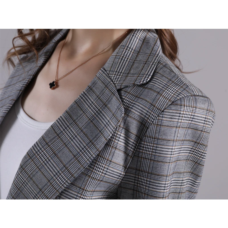2019 весна и осень Шикарный ретро клетчатый костюм пальто Ins Классический