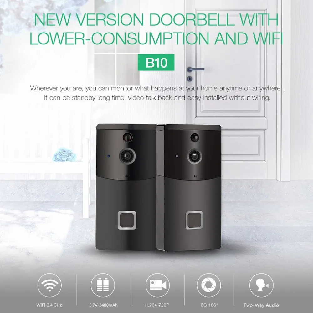 2.4GHz WiFi Video Doorbell HD 720P Camera Smart Speaker Night Vison Motion Detetion Wake-up For IOS/Android Viewing | Безопасность и