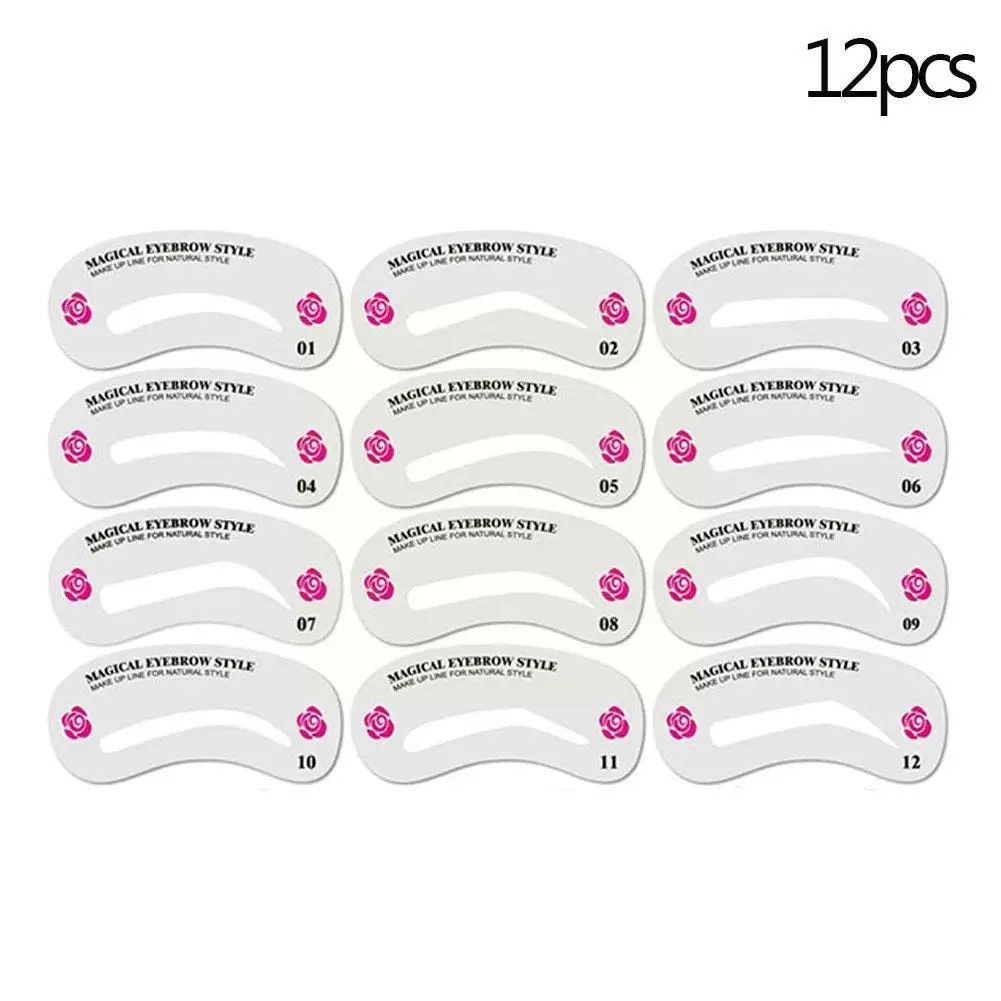 

12pcs/set Reusable Eyebrow Stencil Set Eye Brow DIY Beauty Grooming Shaping Guide Eye Tools Drawing Template Styling Makeup P9B6