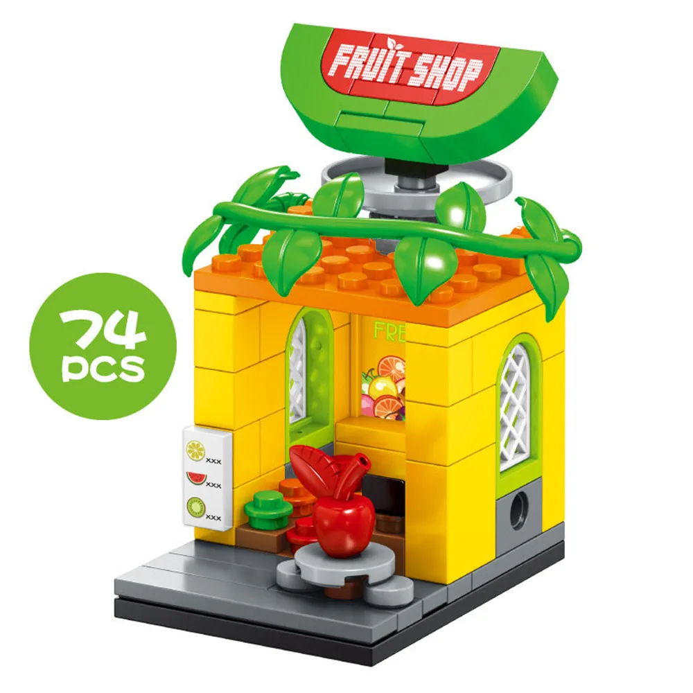 Single Mini City Street Series Fruit Flower Shop 3D Model Building Blocks Architecture Bricks Toys For Children Boys Girls Gifts | Игрушки и