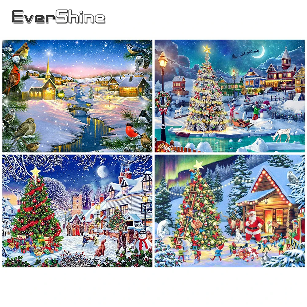 EverShine DIY алмазная живопись Зимняя Вышивка крестиком 5D фотообои Стразы пейзаж