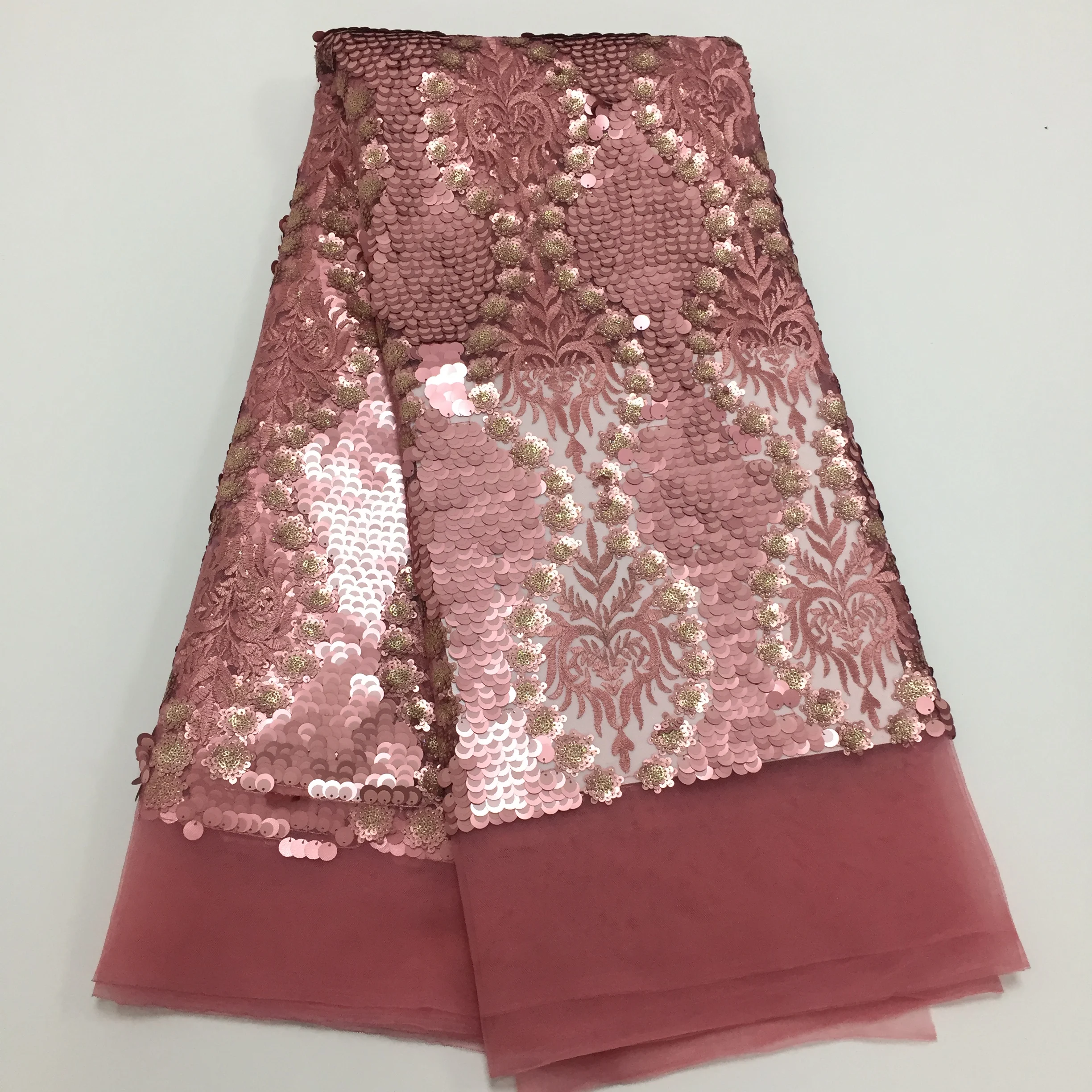 

African lace fabric 2020 High quality Nigerian French sequins lace fabric wedding dress