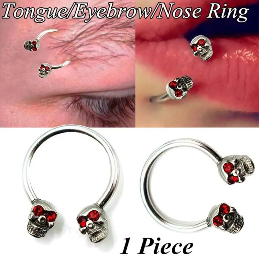 1PC Unisex Punk Skull Tongue Rings Piercing Earring Stud Lip Ring Stainless Steel Fashion Body Jewelry | Украшения и аксессуары