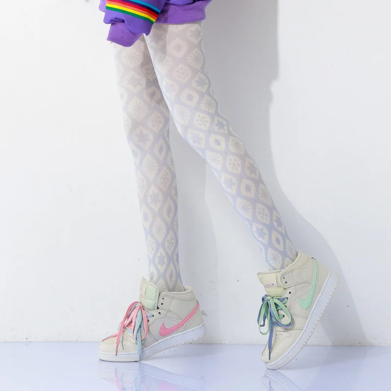 Темные полосы принт с геометрическим узором женские колготки Прямая поставка |