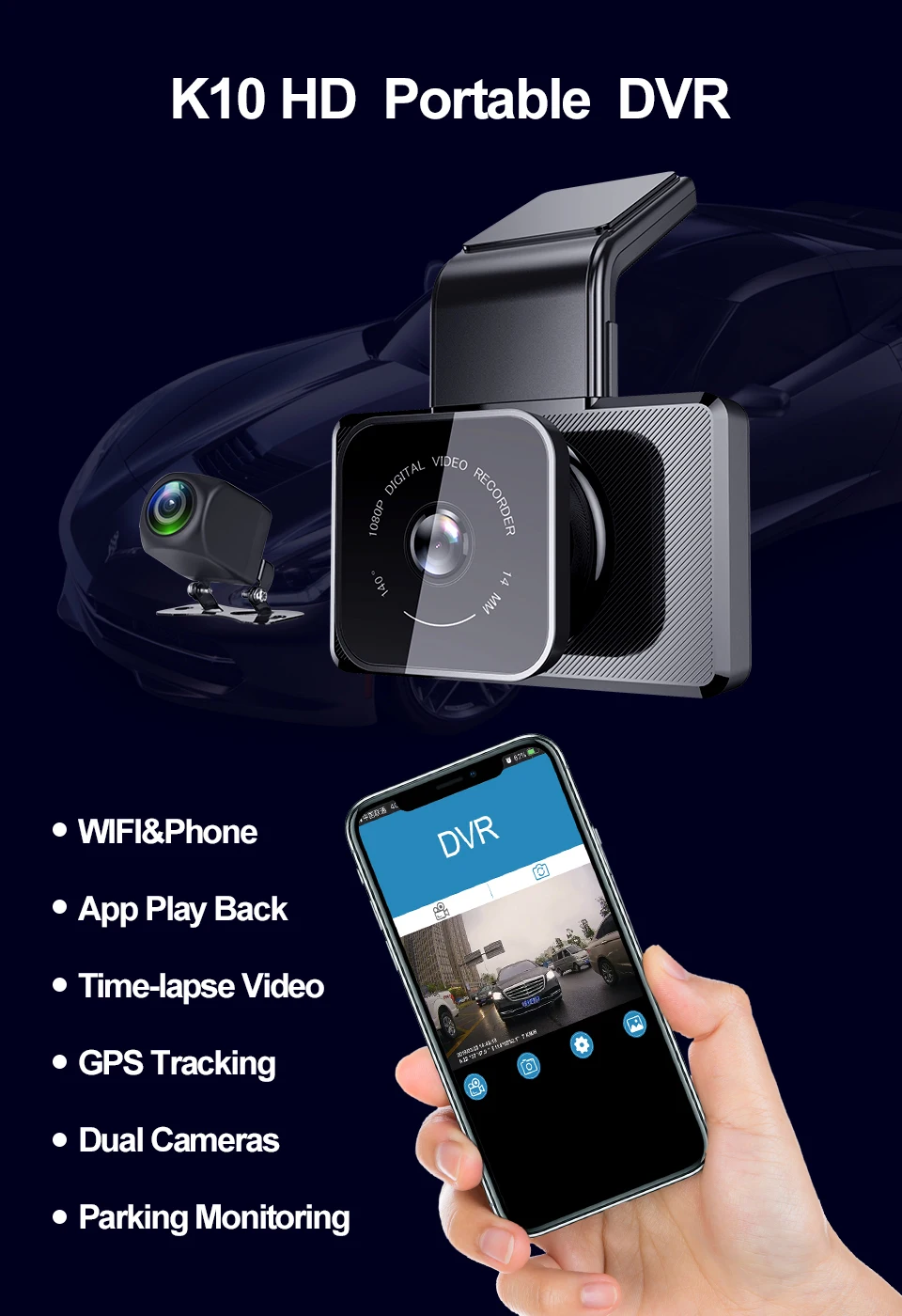 3-дюймовый мини Smart Dash Cam Wifi GPS слежения автомобиля видеорегистратор Даш Камера HD Ночное видение g-датчика приложение 1200 м Dashcam Авто Видео Регистраторы