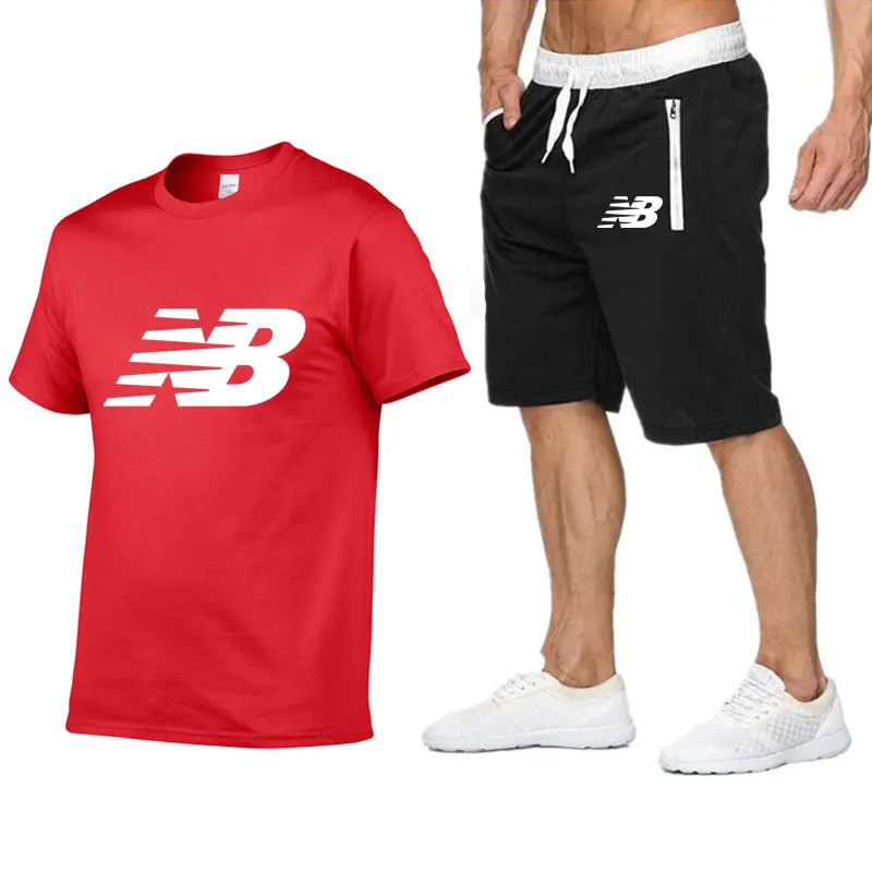 

Men's Casual Tracksuit Summer Clothes Sportswear Two Piece Set Short T Shirt Brand Track Clothing Male Sweatsuit Sports Suits