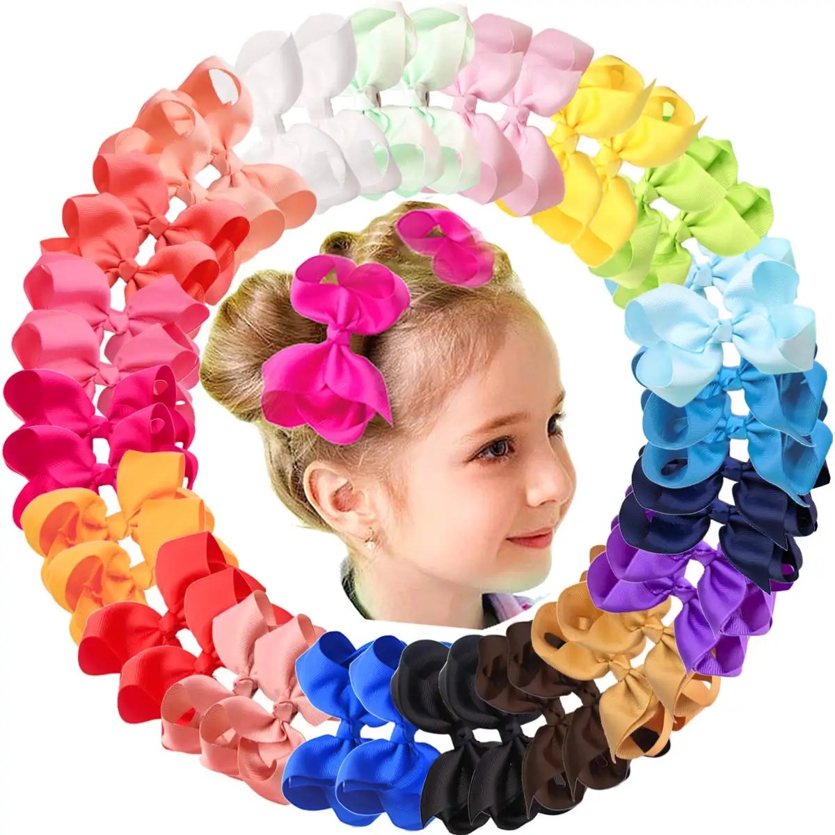 

1Piece Solid Grosgrain Ribbon Hair Bows With Clip For Cute Girls Handmade Hair Clips Barrettes Hairpins Kids Hair Accessories