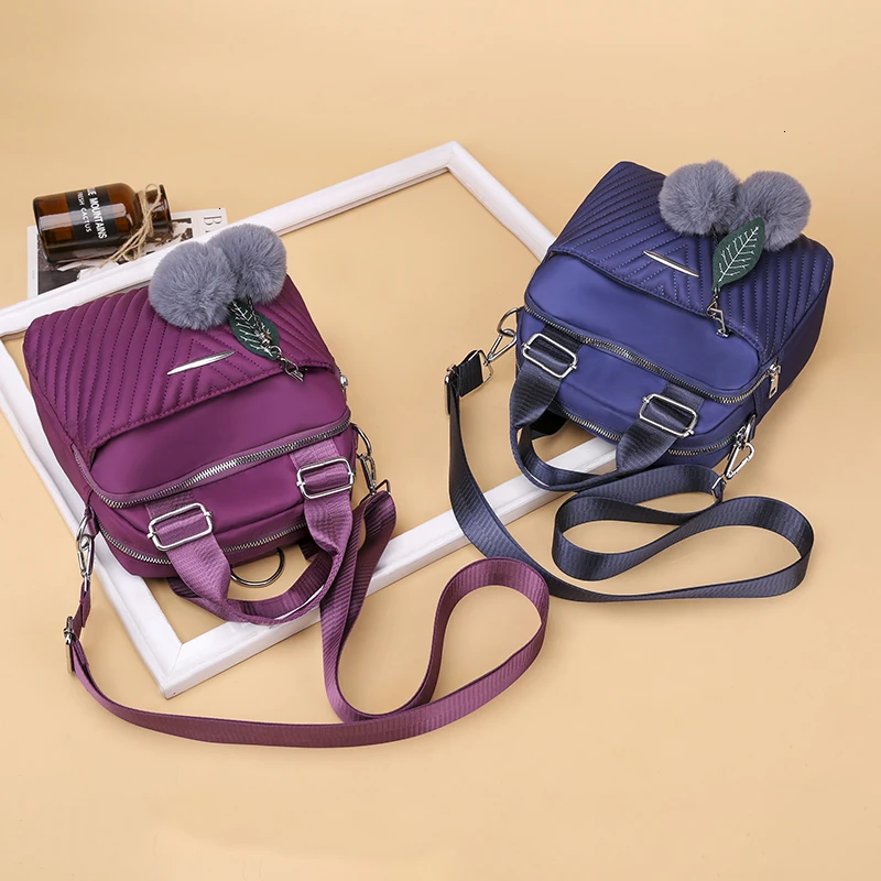 Women Backpack Female Hairball New Shoulder Bag Multi-purpose Casual Fashion Ladies Small Backpack Travel Bag For Girls Backpack