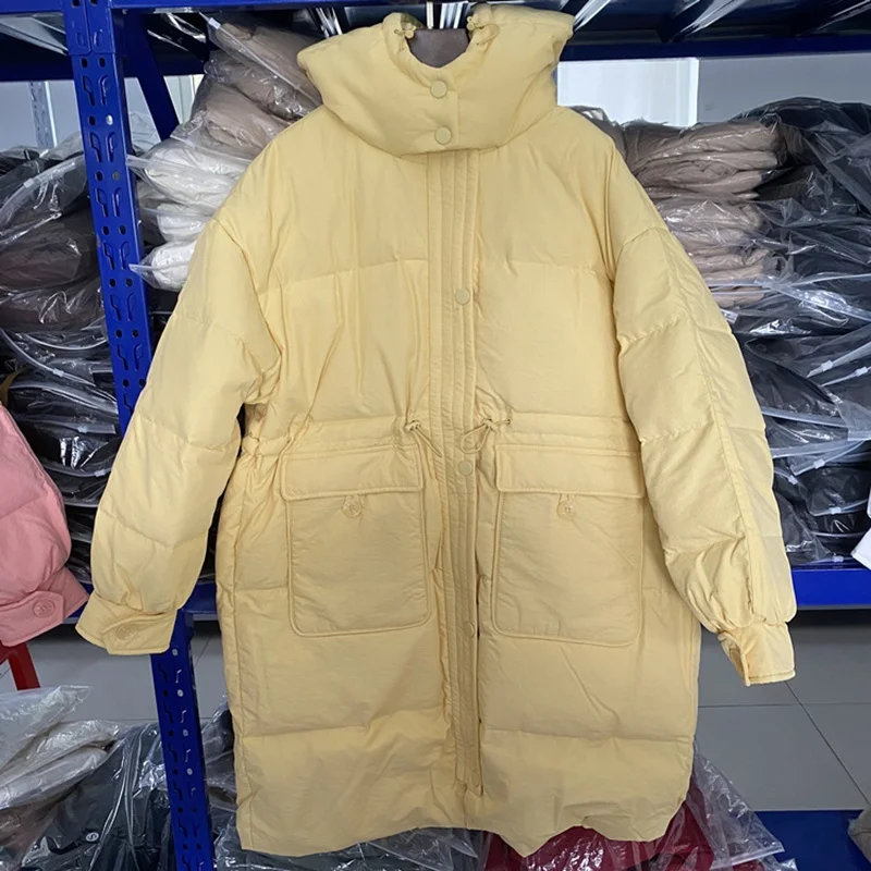 Новинка 2021 женская зимняя повседневная Свободная куртка выше колена на белом