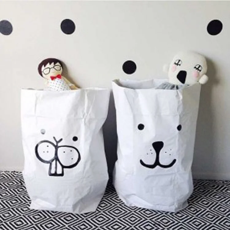 

New INS Kraft Paper Bag Storage Nordic Cute animal Print Children's room Toys household sundry storage Self Stand Paper Bags