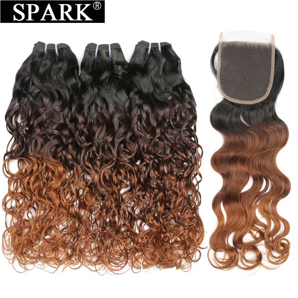 Волнистые бразильские волосы с эффектом омбре пряди застежкой человеческие 100%