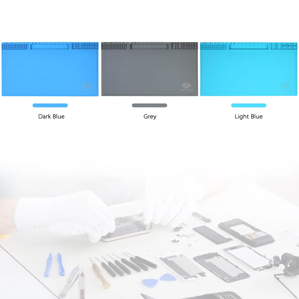 

New 38x21cm Heat Insulation Silicone Pad Desk Mat Maintenance Platform With Magnetic Section For BGA Soldering Repair Station