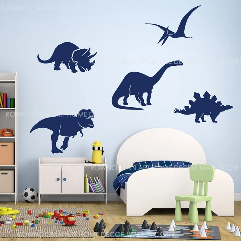 5 шт./компл. динозавр настенные наклейки с принтом Silouhettes винил Стикеры детская