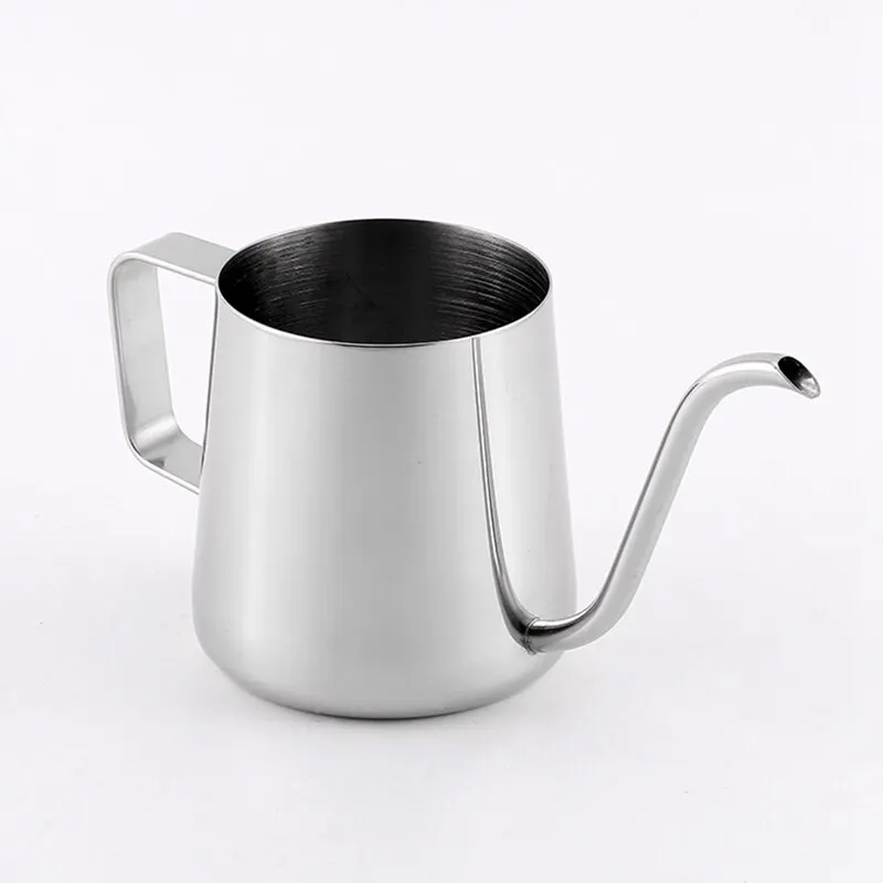 

For 350 Ml Europe Style Stainless Steel Long Mouth Hand Punch Pot Coffee Pots With Lid Drip Gooseneck Spout Coffee Kettle