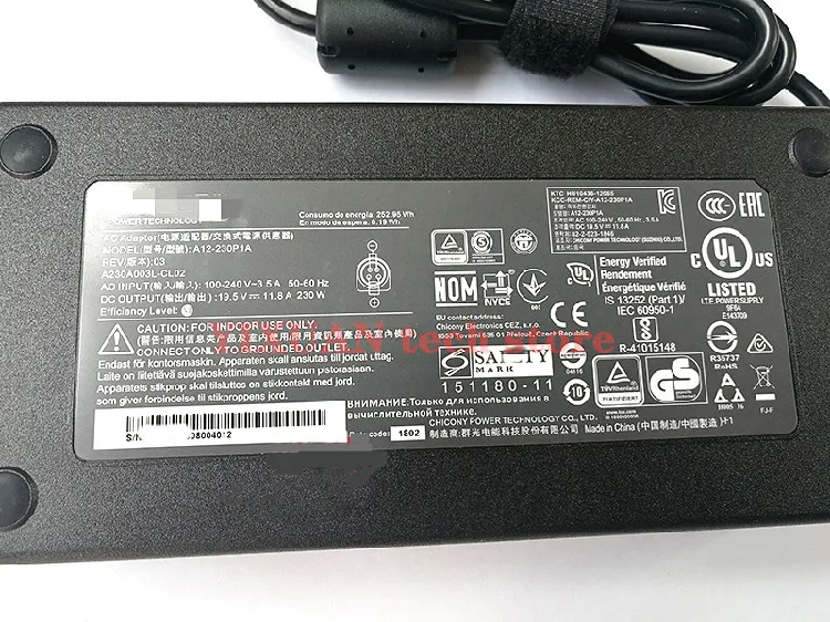 19 5 V 11.8A 230W/240W AC адаптер питания для ноутбука HASEE CLVEO MSI GT60 GT70 GT 683 DX GT683DX ноутбук ADP-180EB