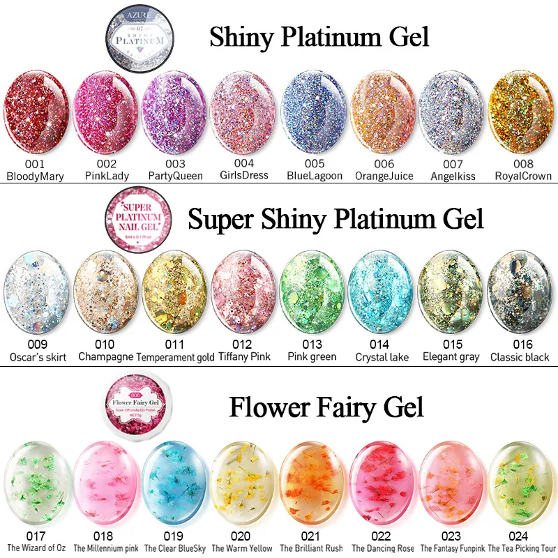 Лазурные Платиновые Блестки УФ гель для ногтей Блестящие Гибридный Led