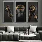 Африканская женщина искусство картина художественные плакаты и принты на стене черный руках золотые украшения холст картины украшение дома