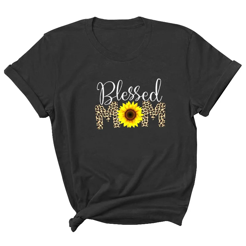 

Blessed Mom Letter Print Women T Shirt Short Sleeve ONeck Loose Women Tshirt Ladies Tee Shirt Tops Clothes Camisetas Mujer