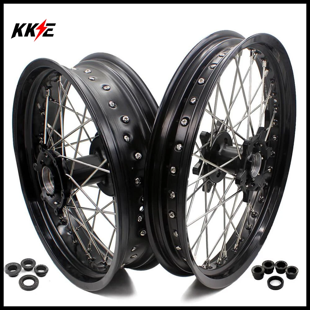 KKE 2.5*19/4.25*17 Supermoto Motard Cush Drive Spoked Wheels Rims Set for KTM950 Adventure 2003-2005 KTM990 2006-2008 - купить по