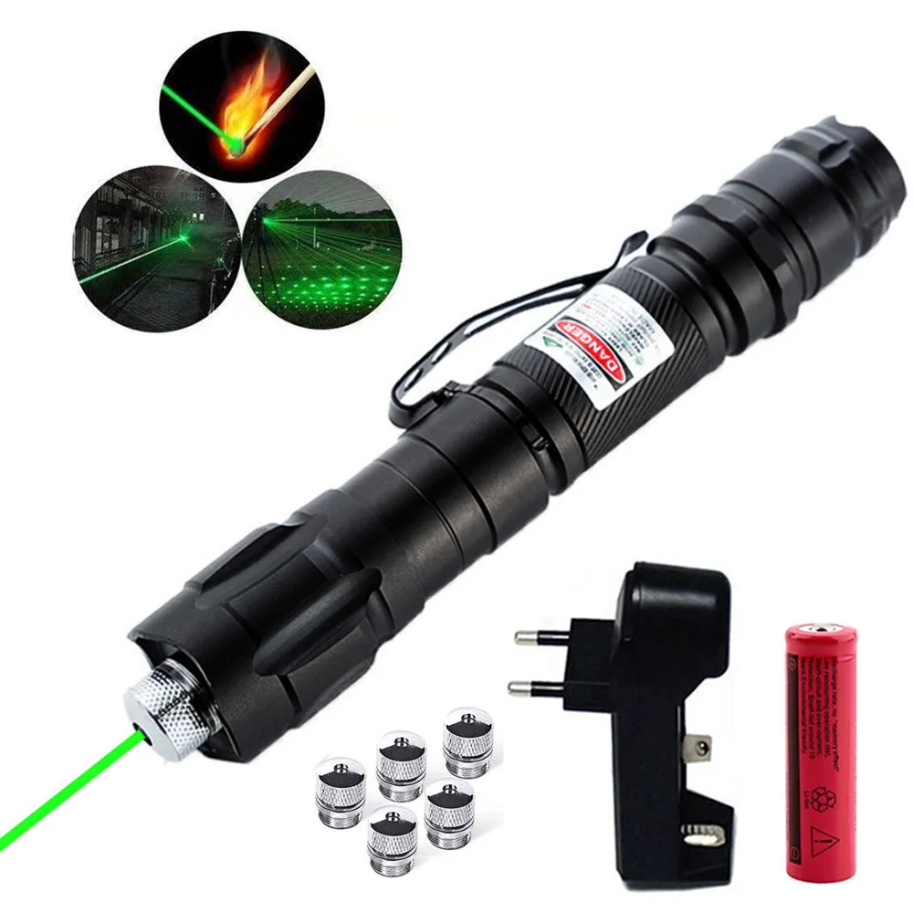 Hunting High Power Green Lasers Adjustable Focus Burning Green Laser Pointer Pen 532nm 500 to 10000 Meters with Battery Charger