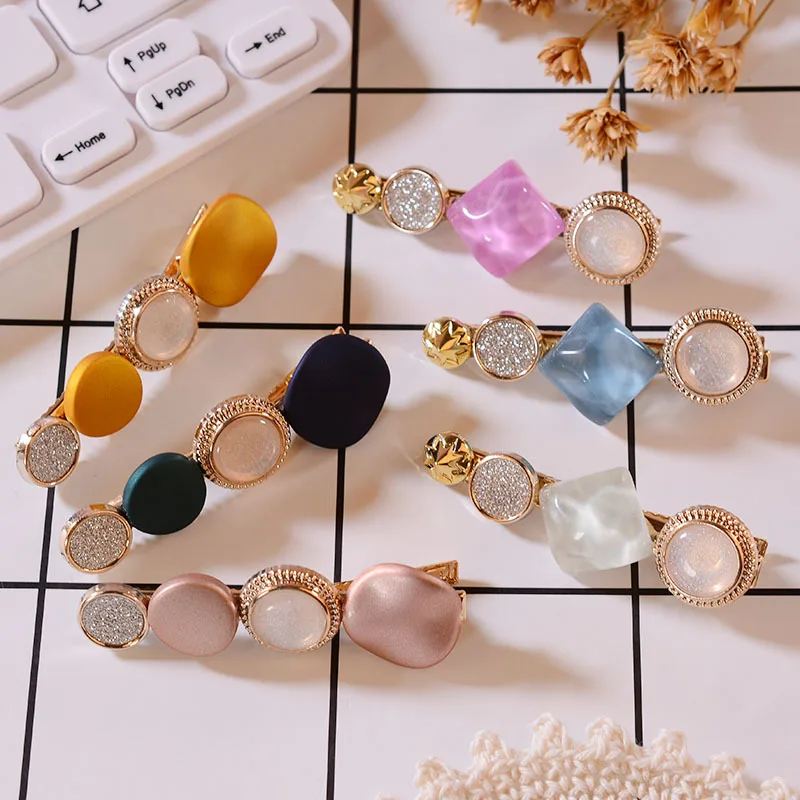 Корейские круглые заколки для волос со звездами женщин винтажные геометрические