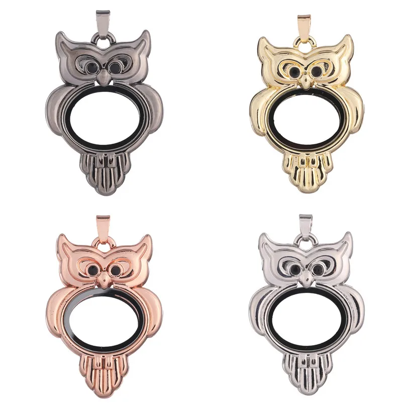 

10pcs/lot Metal Owl Round Animals Floating Locket charms Memory Living Relicario Pendant For Diy Handcraft Jewelry Making Bulk