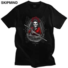 Крутая Мужская футболка с изображением Санта-Муэрте, черепа, хлопковая футболка с коротким рукавом, в стиле Saint Death Dead, мексиканское оружие, футболка с цветком топы, одежда