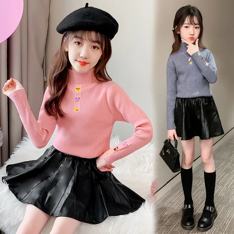 

Girl Sweater Kids Baby Outwear Tops 2021 Light Fleece Thicken Warm Winter Autumn Knitting Pullover Flexible Children Clothing