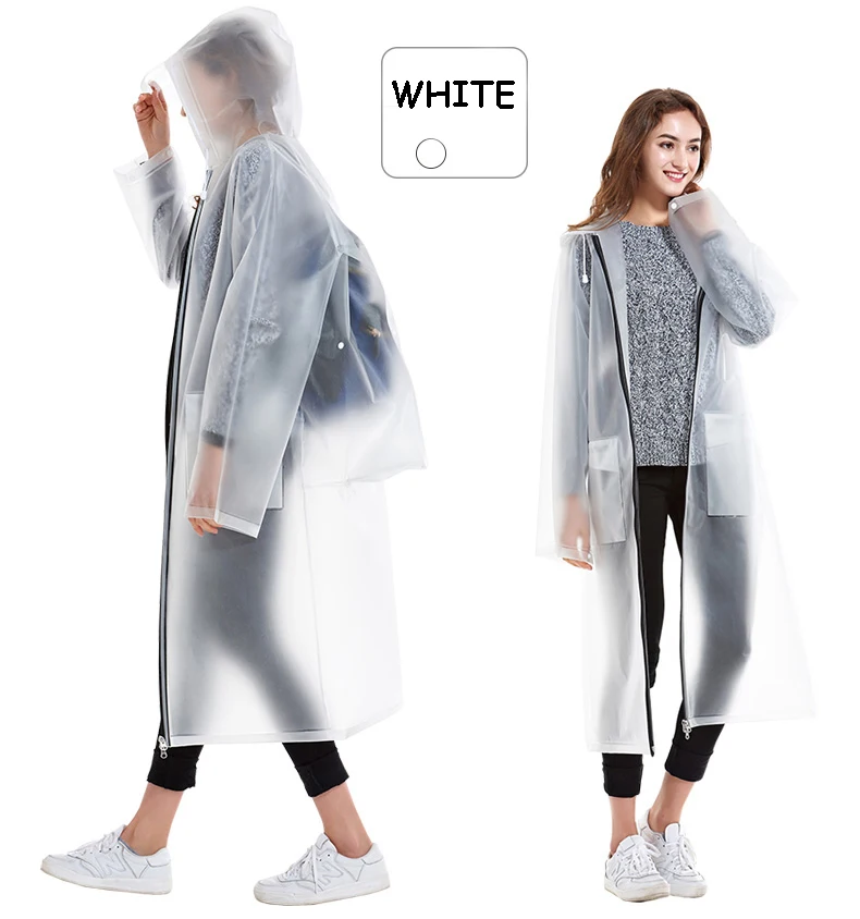 ZIPPER WHITE Yuding дождевик пластиковый толстый дождевик для женщин \ мужчин пончо Универсальный водонепроницаемый туристический Туризм с капюшоном школьный плащ - Цвет: ZIPPER WHITE