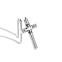 10pcs fashion new zinc alloy cylindrical cross pendant necklace religious style men women accessories t 165