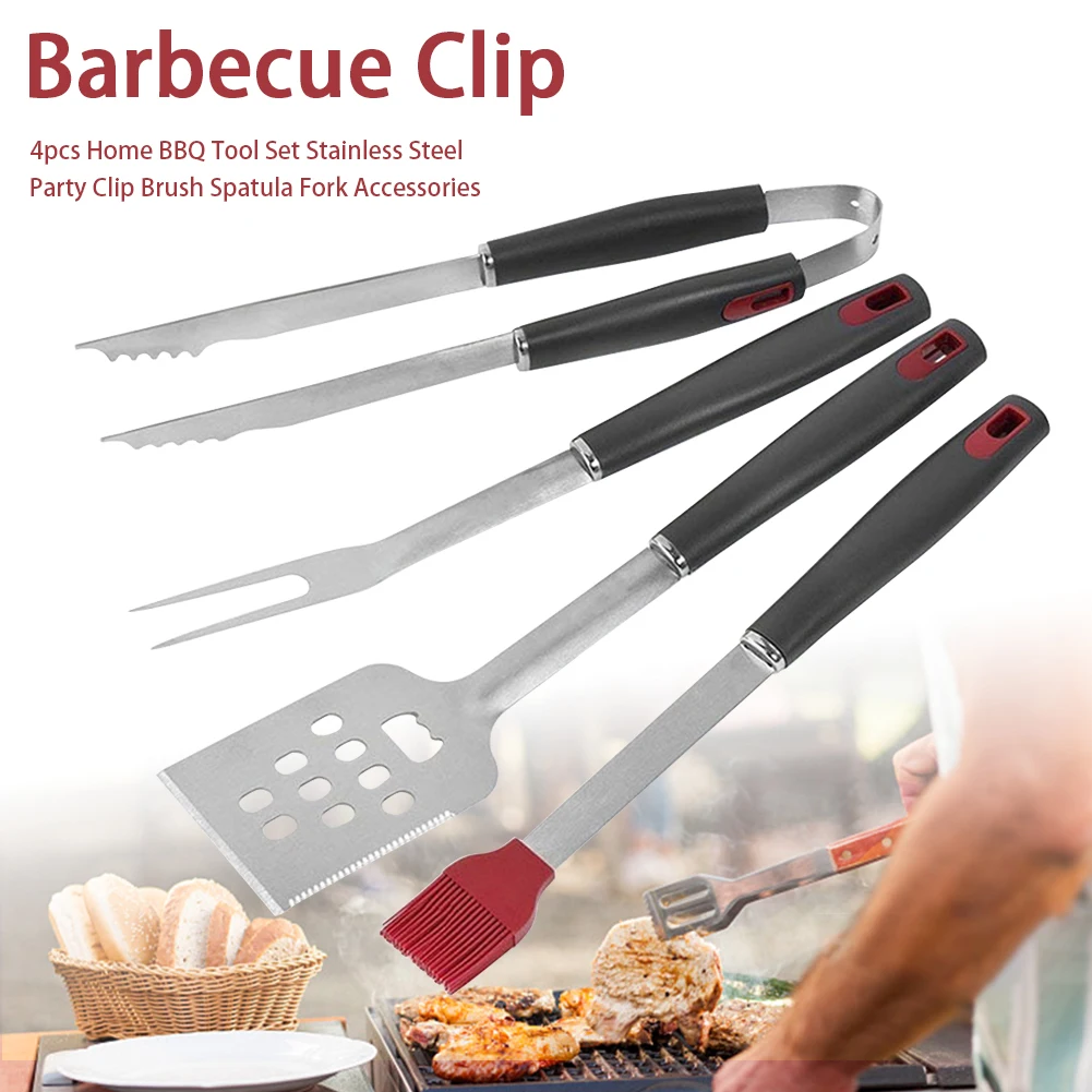 4 шт. Аксессуары Для Пикника Из Нержавеющей Стали вечерние шпатель вилка зажим