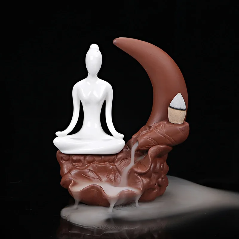 

Lofty Mountains And Flowing Water Backflow Incense Burner Cerative Resin Smoke Waterfall Incense Sticks Holder