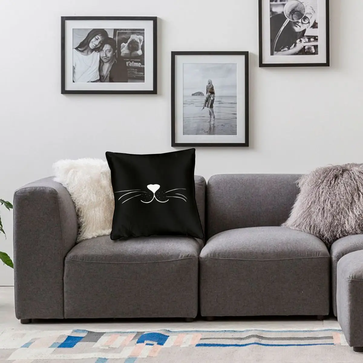 

Cat Nose Throw Pillow Cover Decorative Pillow Funny Cat Lover Vintage Pillowcase